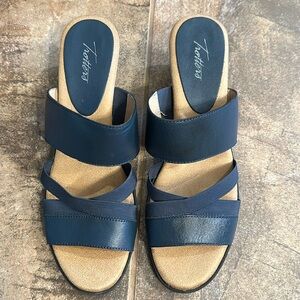 Navy heeled Sandals Size 11